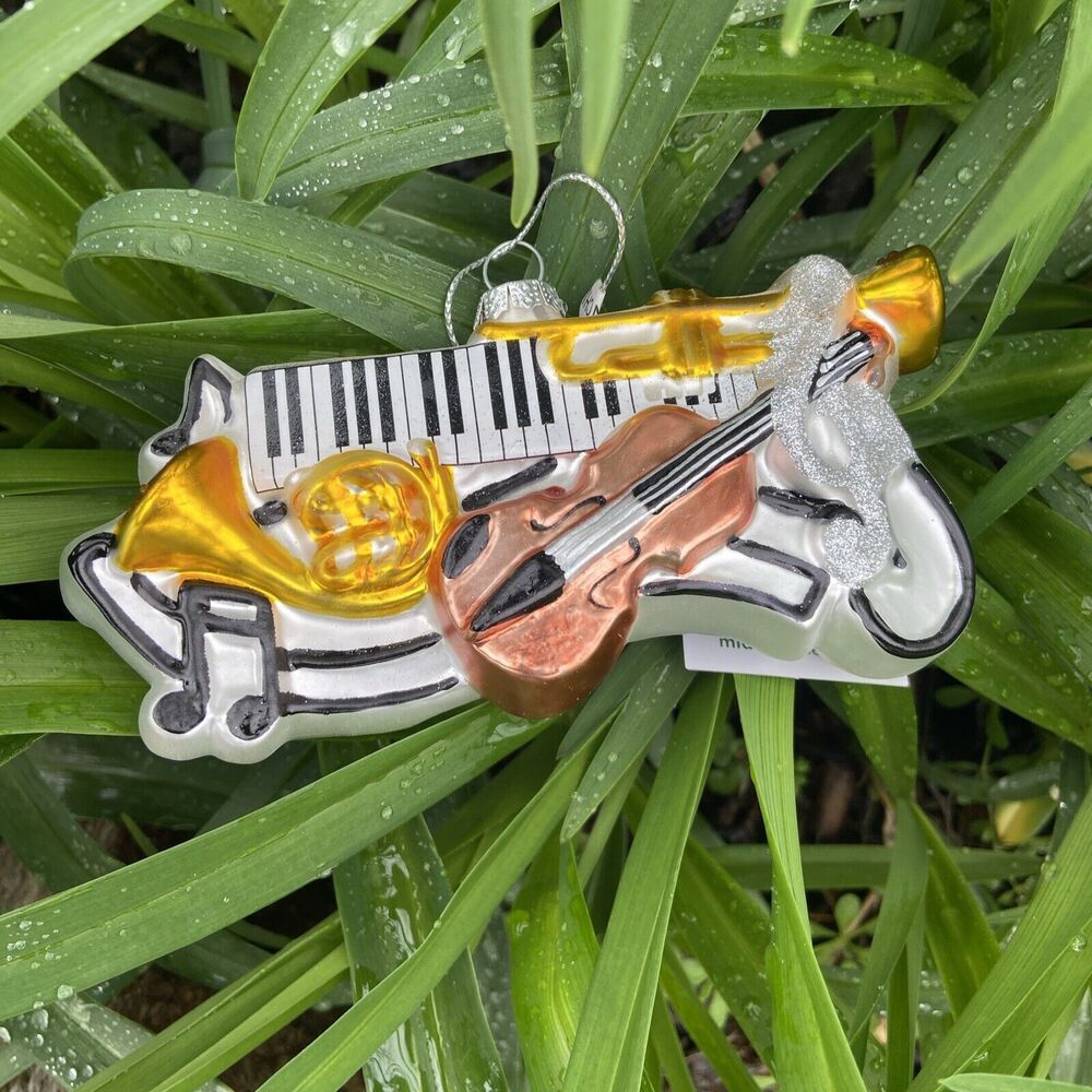 CBK Music Collage Glass Christmas Ornament NWT With Tag